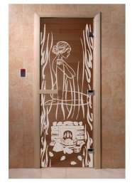 Дверь банная (БРОНЗА МАТОВОЕ) 1900*700  ольха-липа рисунок Волшебный пар DW 
