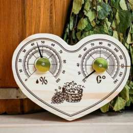 Термометр для сауны СБО-3тг банная станция +гигрометр "сердце"