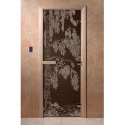 Дверь банная (БРОНЗА) 1900*700 кор. ольха-липа с рис.Березка DW (00900)
